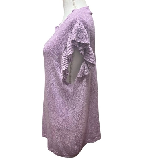 Jodifl Flutter Sleeve Lavender Crew Neck Sweater Size 3X Ruffle Office Coquette - Picture 2 of 12